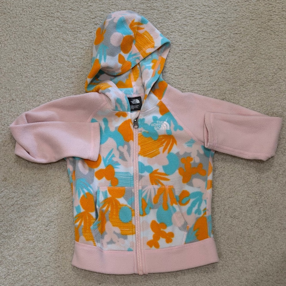 The North Face Pink Floral Print Fleece Hoodie 4T
